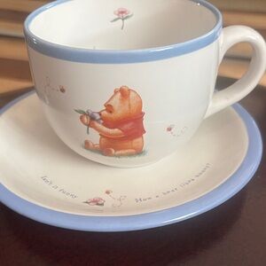 Disney Simply Pooh Blue and White Cup and Saucer